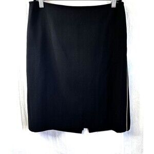 ETCETERA Women's Black Knit Knee Length Side Zippers Lined Pencil Skirt Sz 4